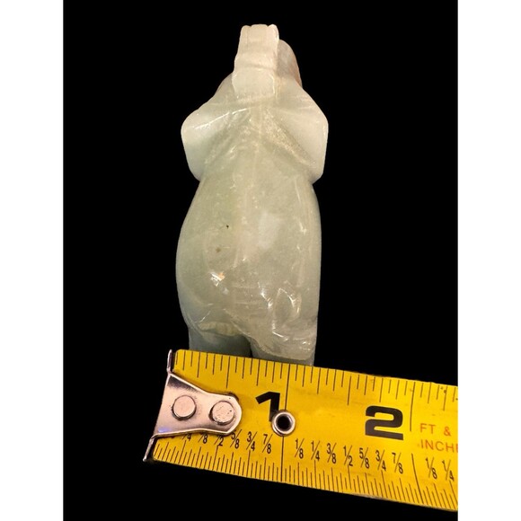 Jade Stone Carved Green Trunk Up Elephant Figurine 3" Home Shelf Decor - Picture 6 of 10